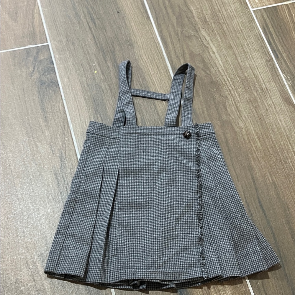 Gray Plaid Pinafore Skirt